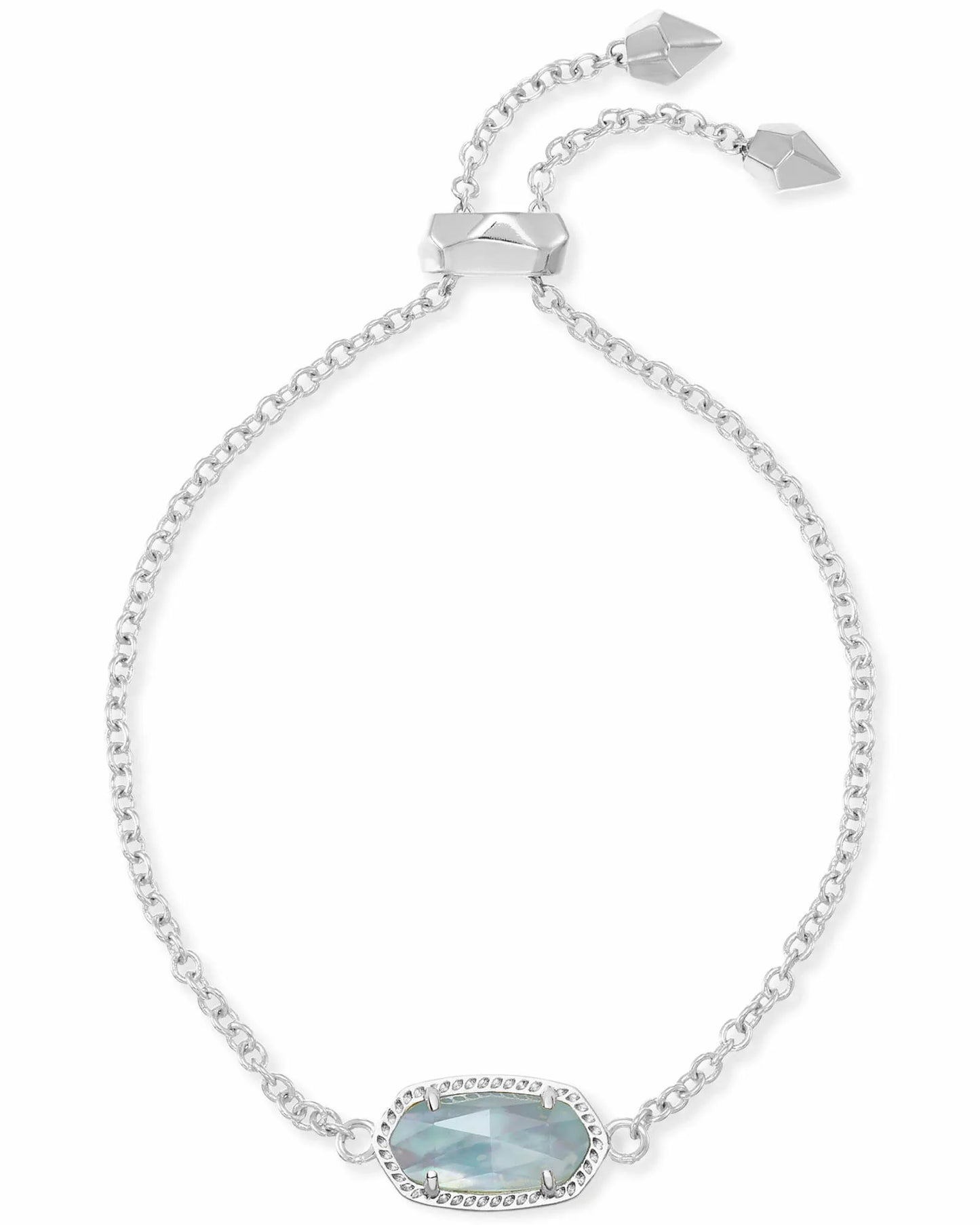 ELAINA DELICATE CHAIN BRACELET in RHODIUM LIGHT BLUE ILLUSION