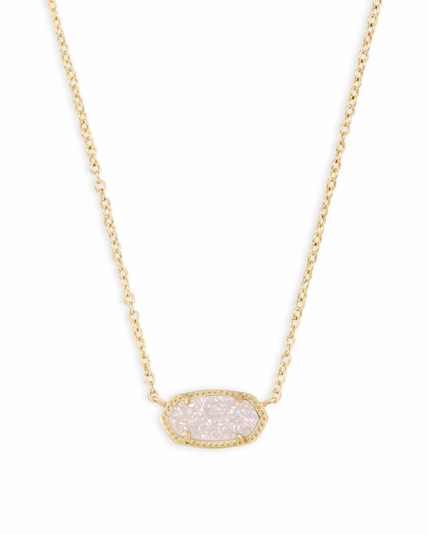 ELISA SHORT PENDANT NECKLACE in GOLD IRIDESCENT DRUSY