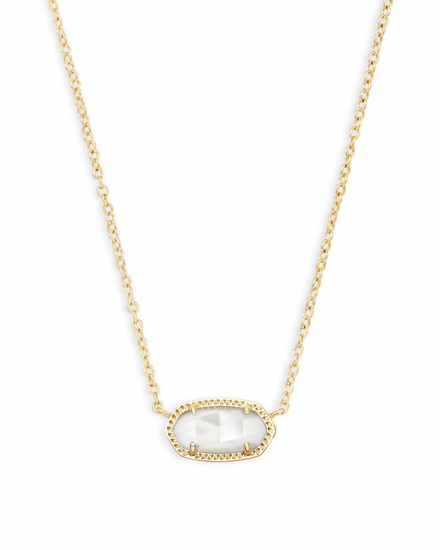 ELISA SHORT PENDANT NECKLACE in GOLD IVORY MOTHER OF PEARL