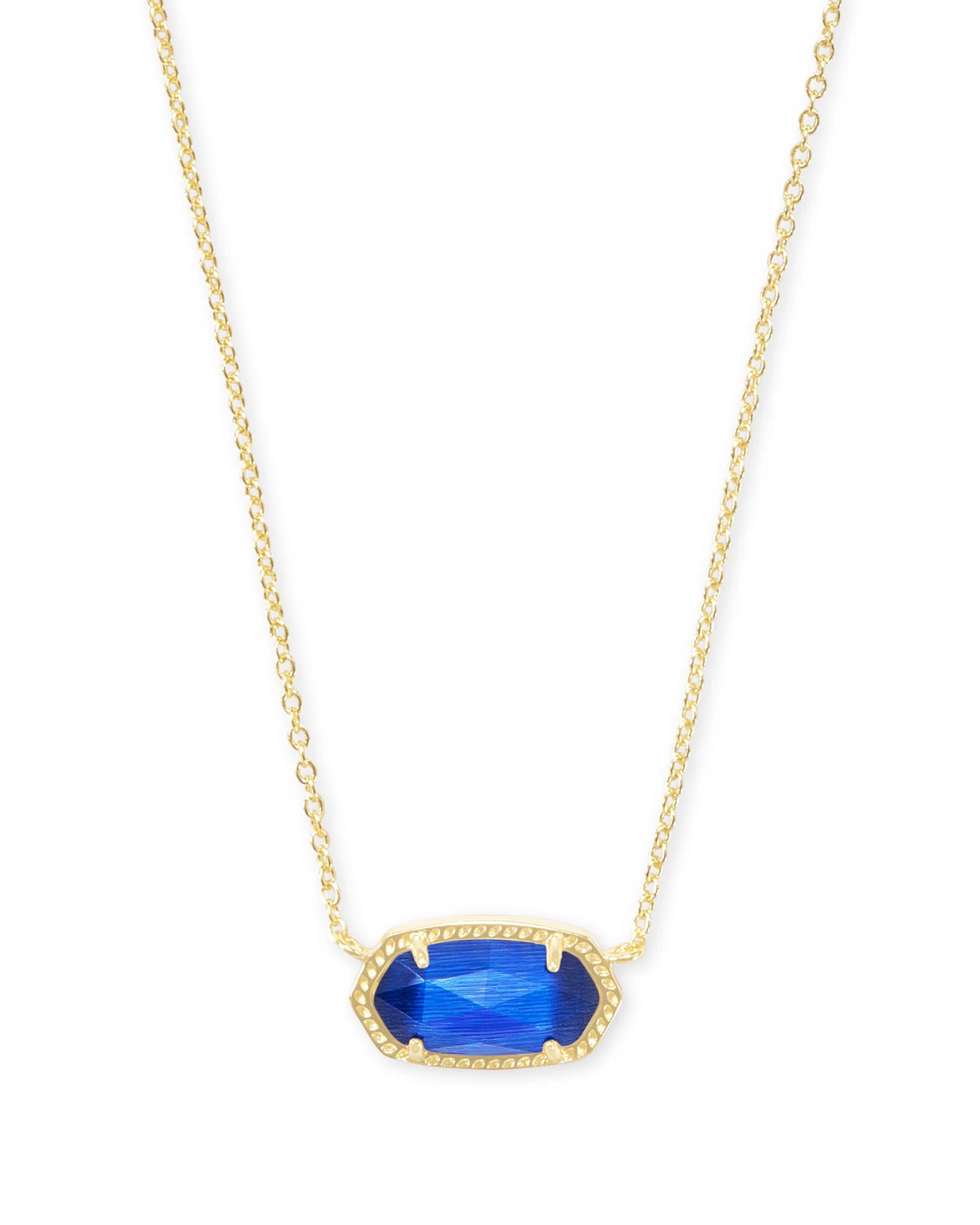 ELISA SHORT PENDANT NECKLACE in GOLD COBALT CATS EYE
