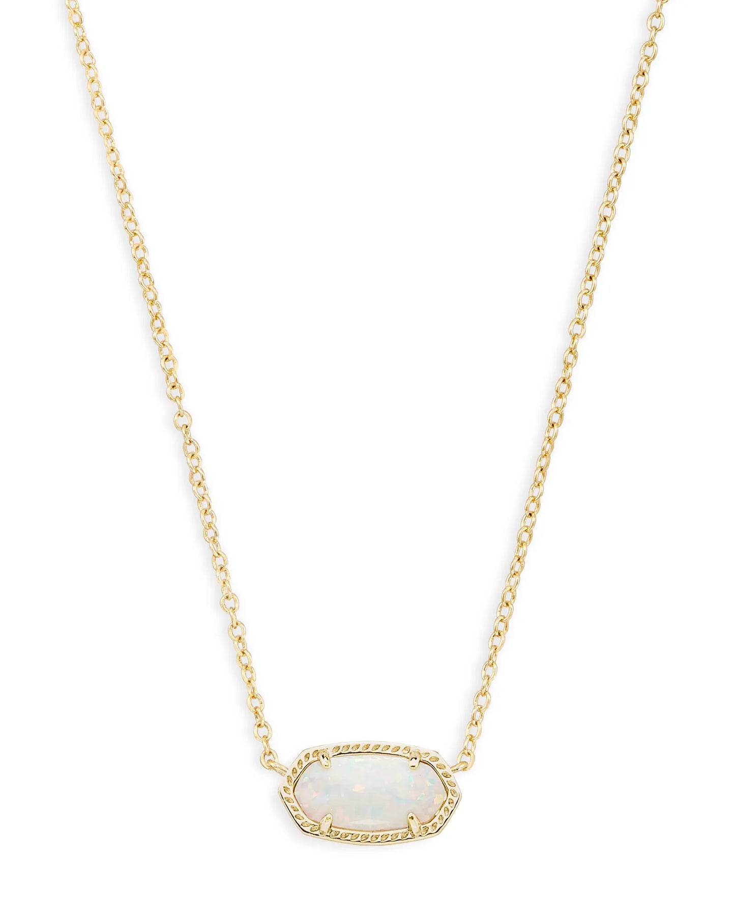 ELISA SHORT PENDANT NECKLACE in GOLD WHITE OPAL