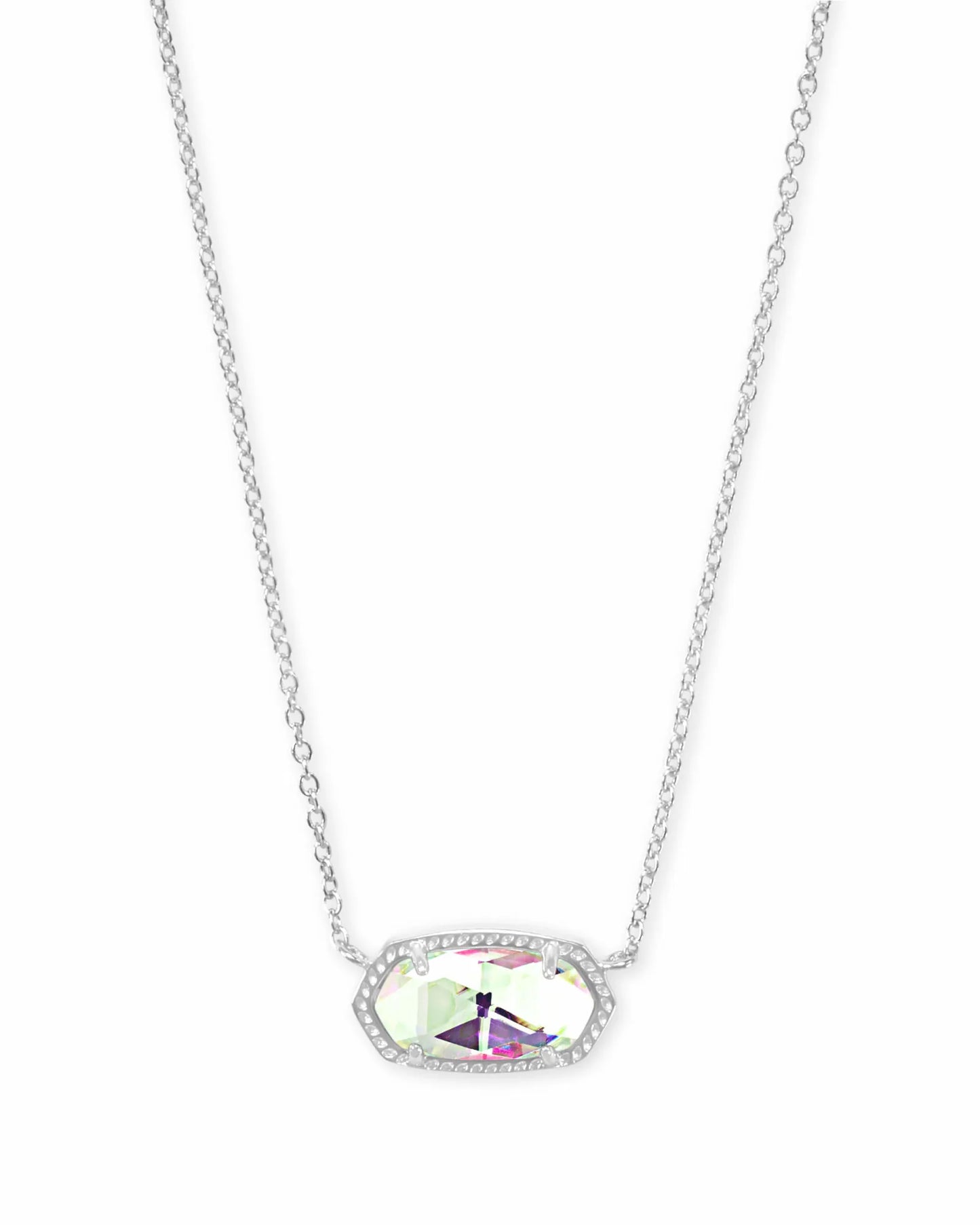 ELISA SHORT PENDANT NECKLACE in RHODIUM DICHROIC GLASS