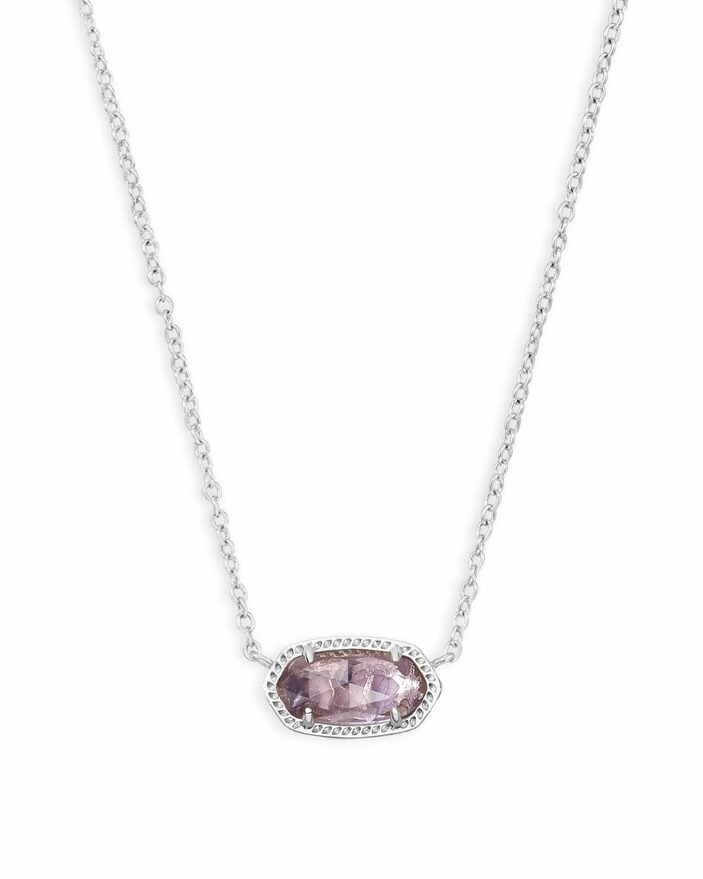 ELISA SHORT PENDANT NECKLACE in RHODIUM PURPLE AMETHYST