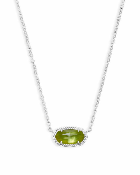 ELISA SHORT PENDANT NECKLACE in RHODIUM PERIDOT ILLUSION