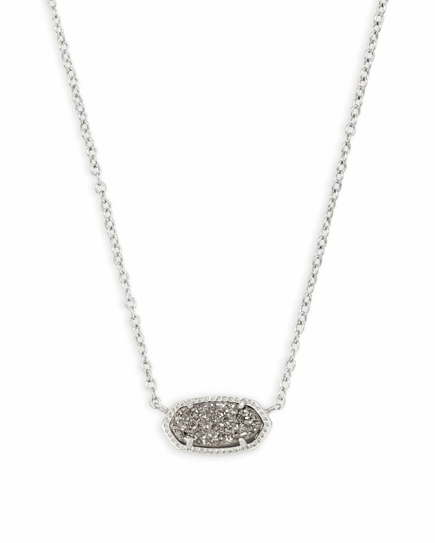 ELISA SHORT PENDANT NECKLACE in RHODIUM PLATINUM DRUSY