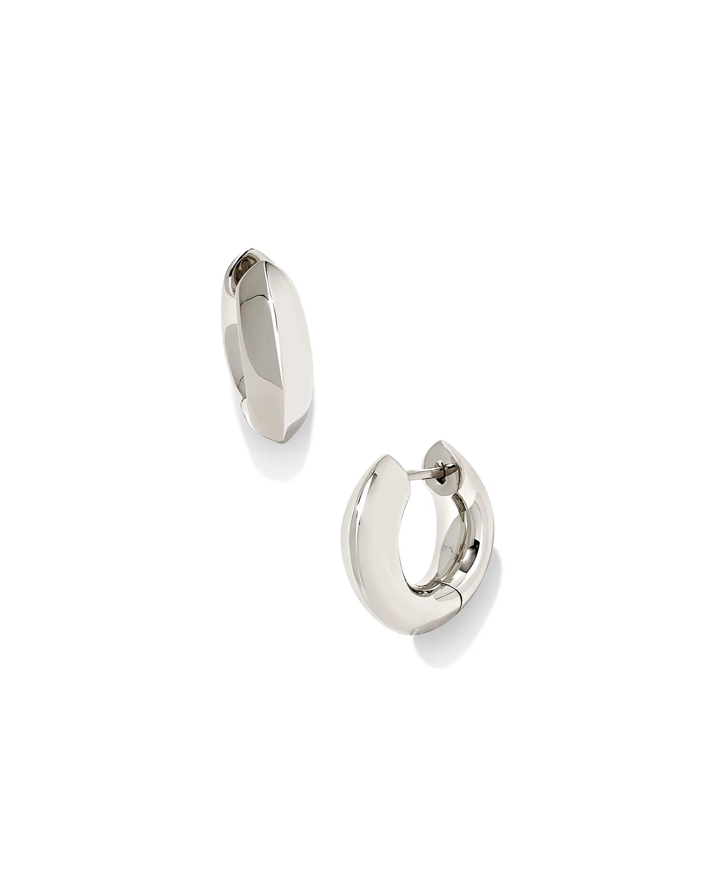 MIKKI METAL HUGGIE EARRINGS in POLISHED SILVER