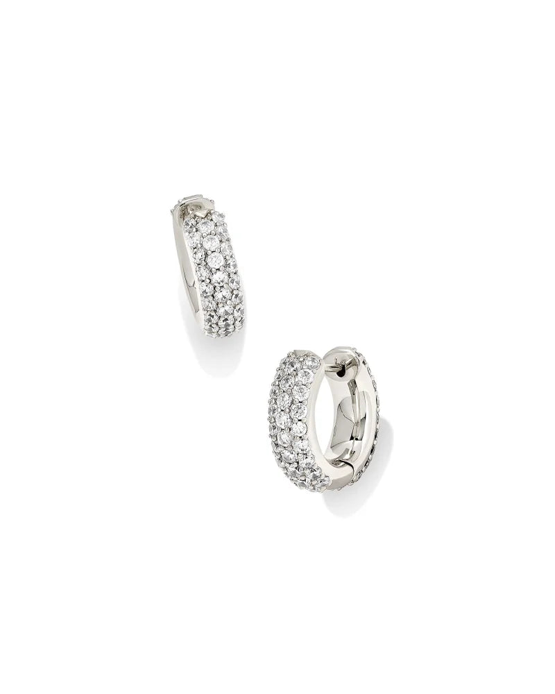 MIKKI PAVE HUGGIE EARRINGS in SILVER