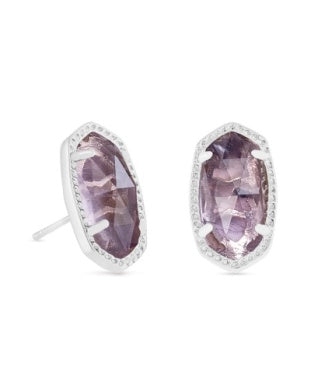 ELLIE STUD EARRINGS RHODIUM PURPLE AMETHYST