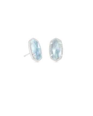 ELLIE STUD EARRINGS RHODIUM LIGHT BLUE ILLUSION