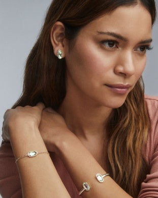 ELLIE STUD EARRINGS  GOLD LIGHT BLUE ILLUSION